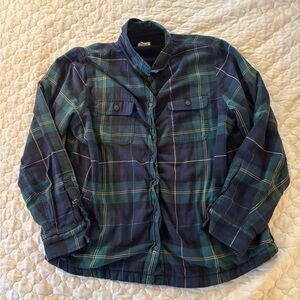 L.L. Bean Mens Button-Up Flannel Jacket with Fleece Lining Size L